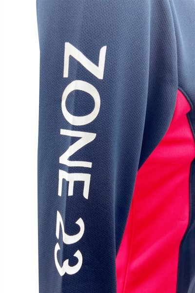 Customized multi-color color matching half chest zipper design flat machine neck contrast color printing logo women's horse racing training suit   W222 detail view-7